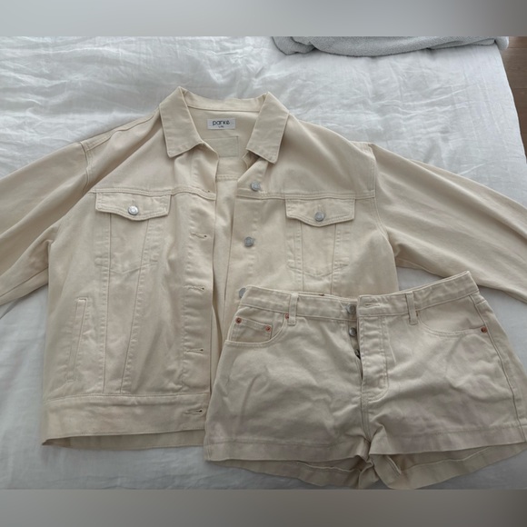 Parke denim cream jacket and mini shorts - Picture 4 of 5
